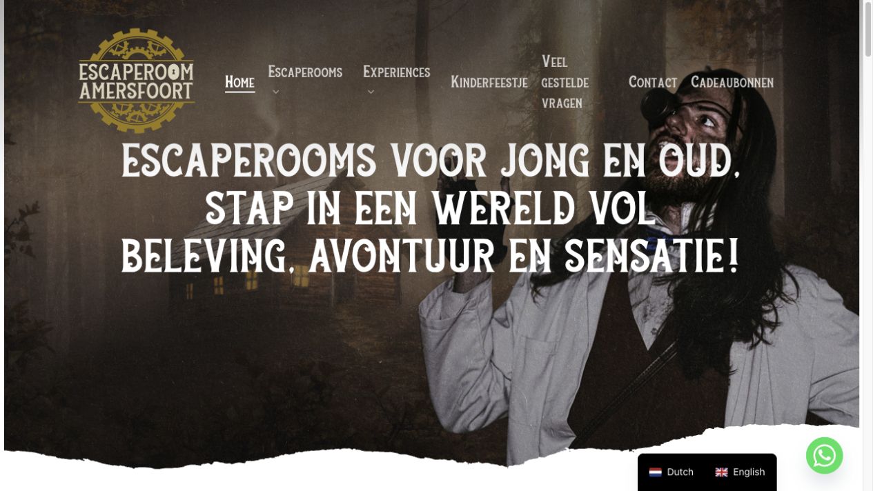 Website van Escaperoom Amersfoort — webdesign door Red Epic Studios